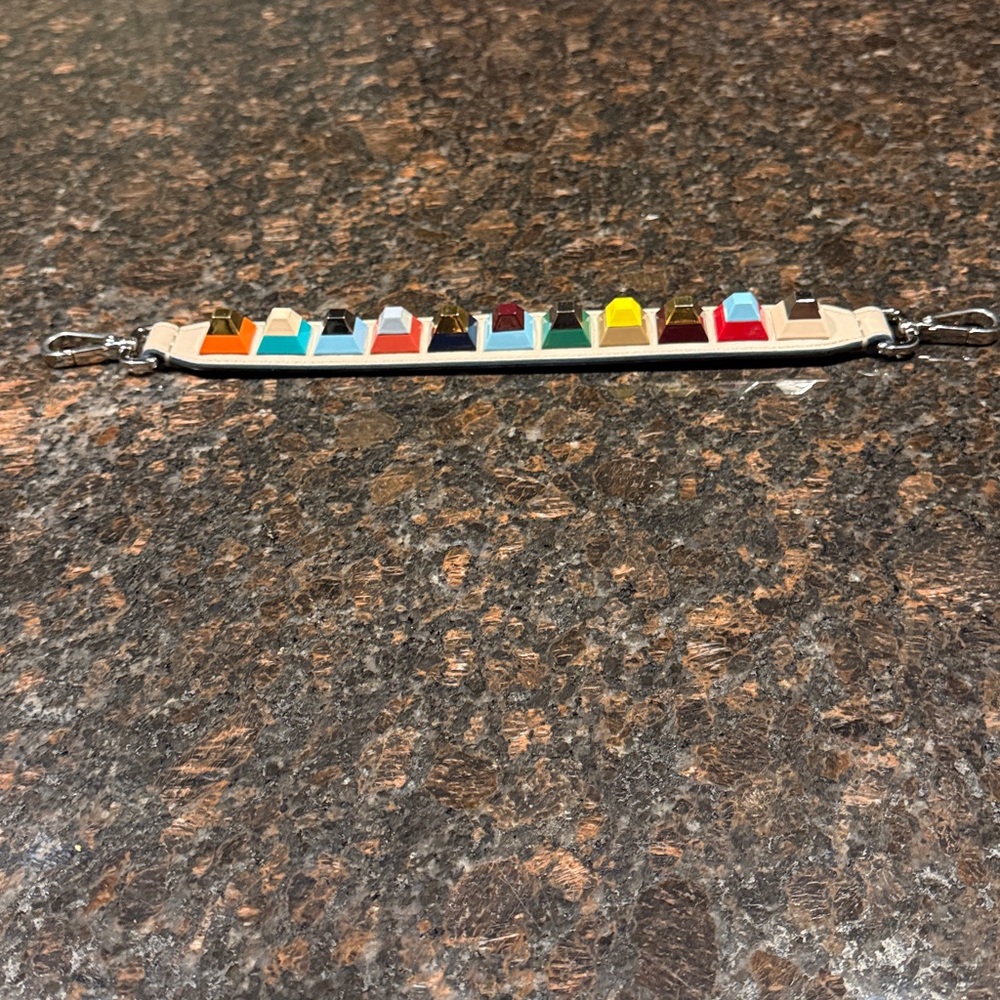 FENDI Beige Multicolored Studded Bag Strap - Picture 2 of 6